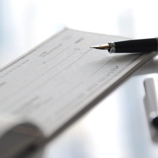 Checkbook and Pen - Header for Pay Invoice